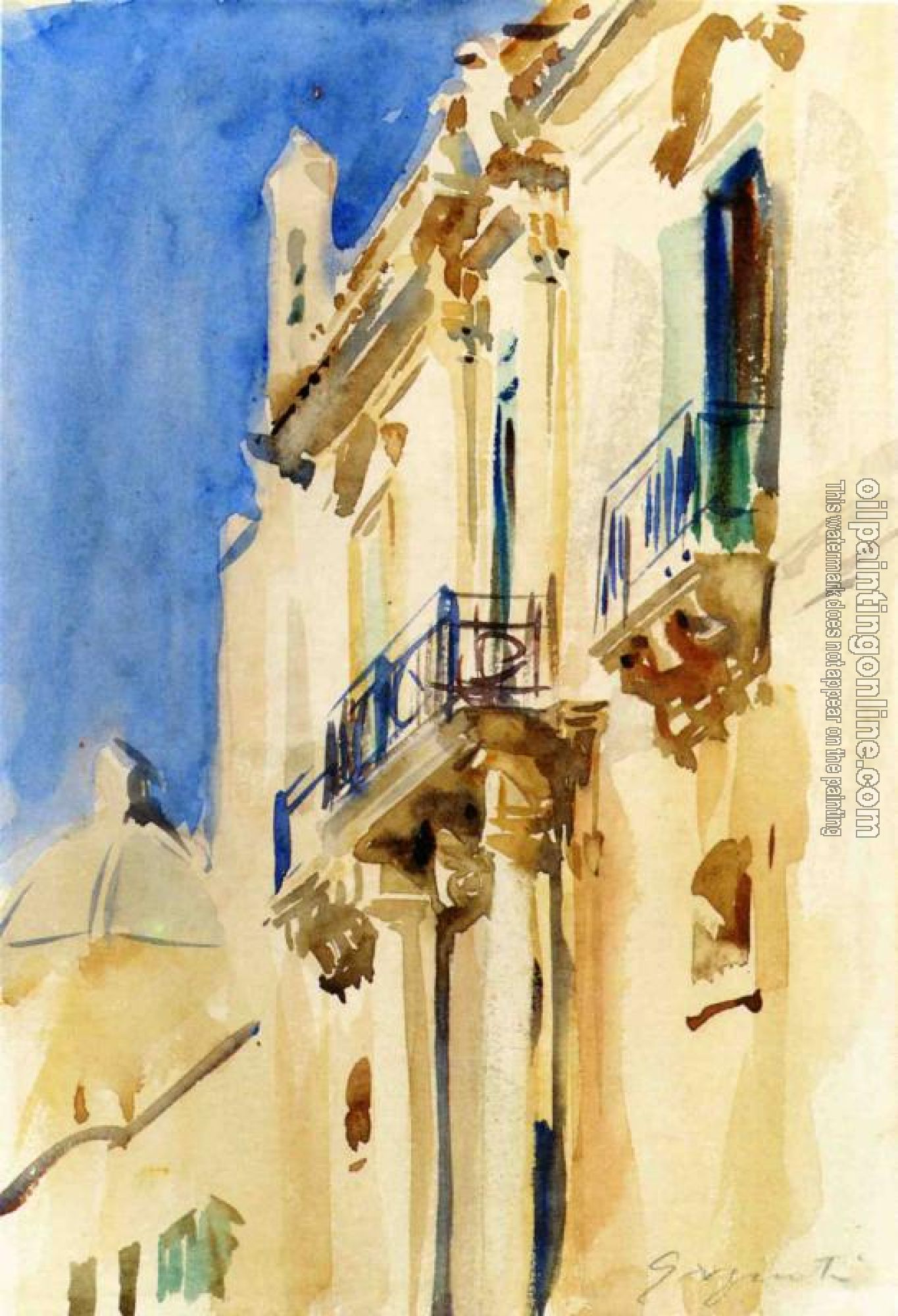 Sargent, John Singer - Facade of a Palazzo, Girgente, Sicily